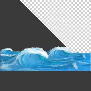 Sóng biển xanh phong cách tranh vẽ - File PNG