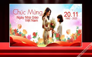 Backdrop 2011 – Tôn sư trọng đạo, hình cô giáo và học sinh  File Corel