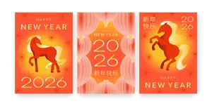 Bộ thiết kế Tết 2026 ngựa đỏ và đèn lồng – File Ai