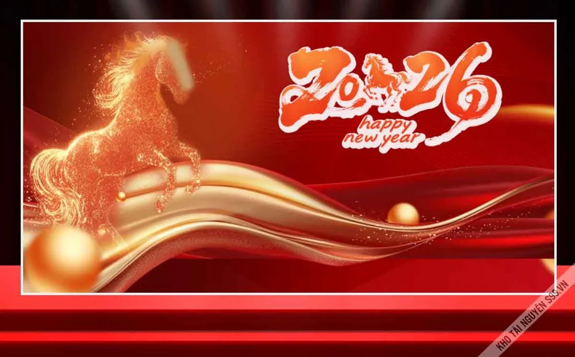 File Corel backdrop ngựa vàng happy new year 2026