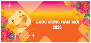 File Ai banner hoa mai chúc mừng năm mới 2026 hiện đại