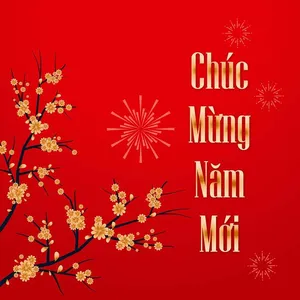 Chúc mừng năm mới hoa mai vàng pháo hoa – File Vector