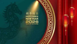 Hình Ảnh Ngựa Vàng 2026 Happy Chinese New Year Background - File JPG