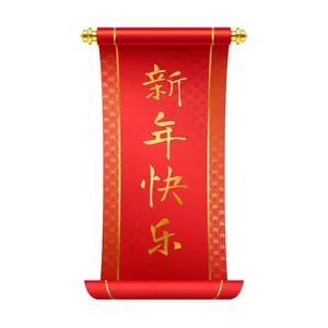 Cuốn thư Chúc Mừng Năm Mới Tiếng Trung Vector