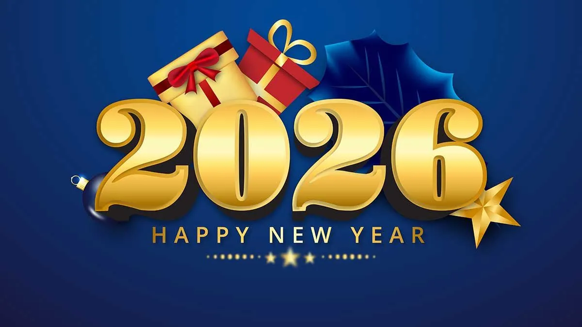 Thiệp Chúc Mừng Năm Mới 2026 EPS Màu Xanh Sang Trọng