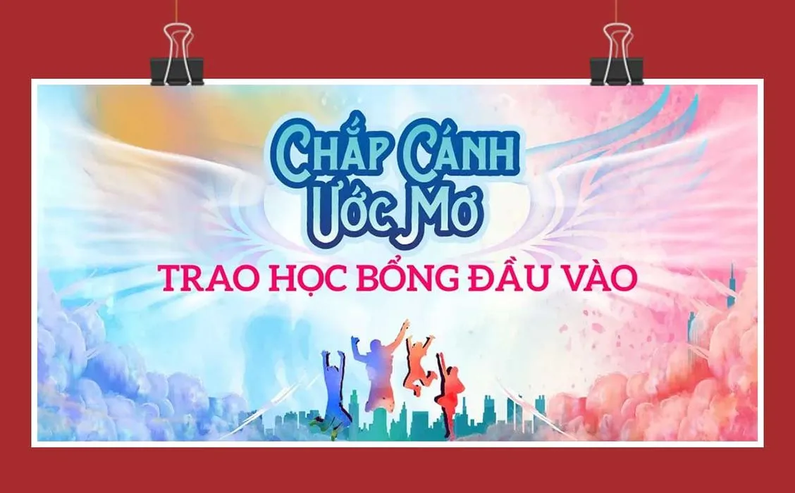 Background phông nền chắp cánh ước mơ - trao học bổng đầu vào file corel