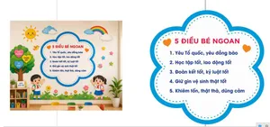 Mẫu thiết kế bảng 5 điều Bác Hồ dạy trang trí lớp học mầm non tiểu học - File Corel