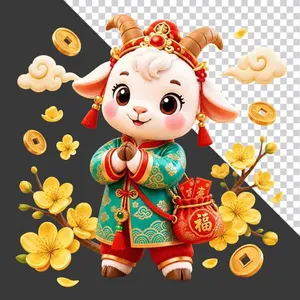 Linh vật dê chúc mừng năm mới - File PNG