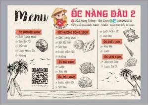Menu Ốc Nàng Dâu 2 – Thực Đơn Hải Sản Đường Phố CDR