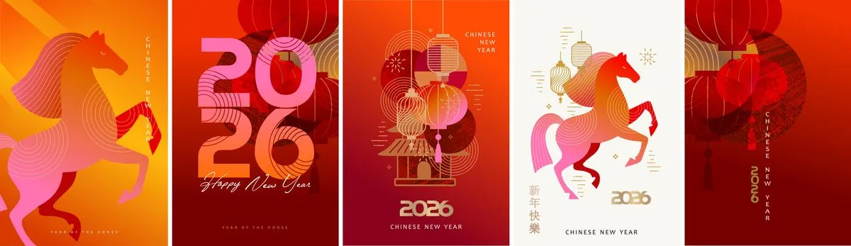 Vector AI thiết kế số 2026 cách điệu hình ngựa thư pháp độc đáo
