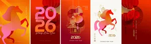 Vector AI thiết kế số 2026 cách điệu hình ngựa thư pháp độc đáo