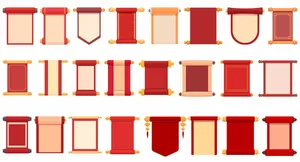 Bộ sưu tập cuộn thư đỏ Trung Quốc Vector