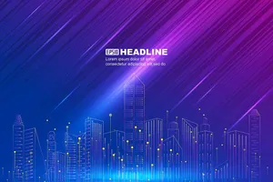File EPS Thành phố công nghệ ánh sáng tím xanh gradient hiện đại