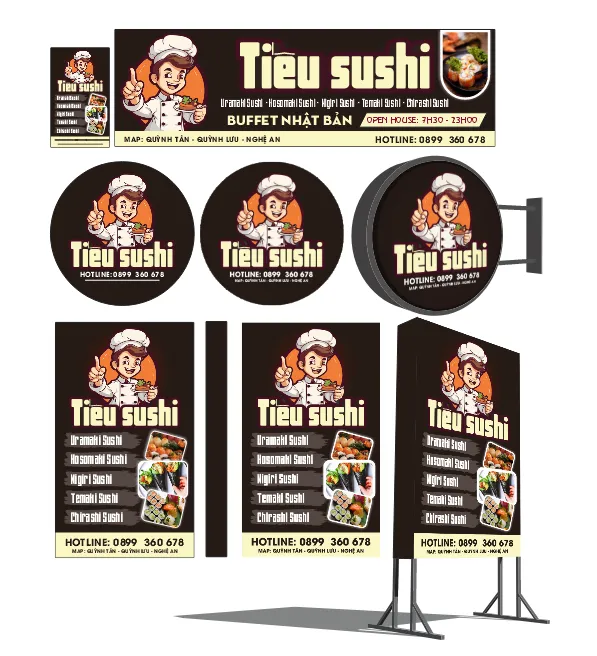 Thiết kế bảng hiệu Tiêu Sushi Buffet Nhật Bản File Corel