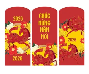 Lì Xì Tết 2026 Hình Ngựa Vàng - Vector EPS Có Thể Chỉnh Sửa