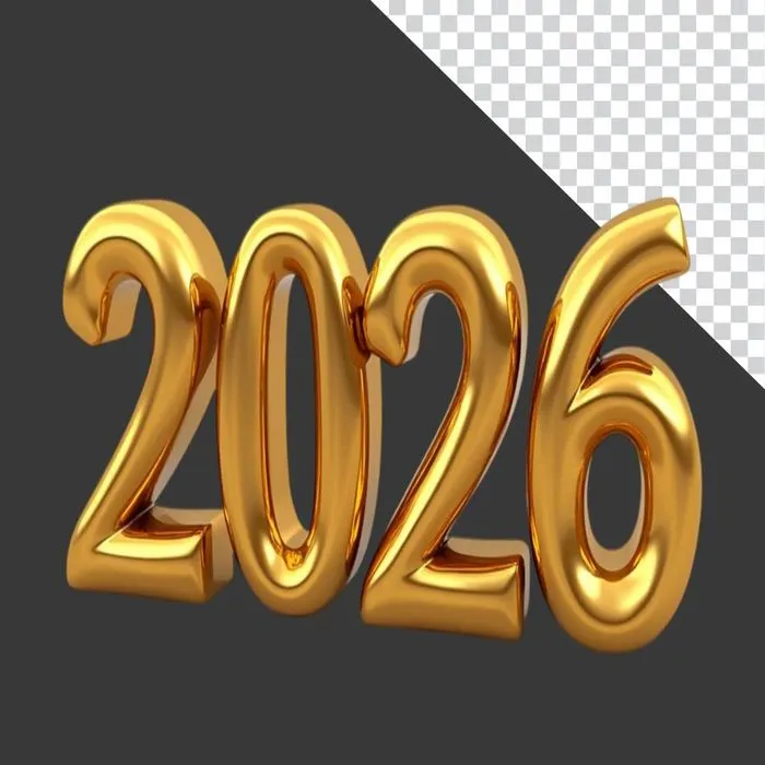Số 2026 vàng ánh kim  File PNG nổi bật