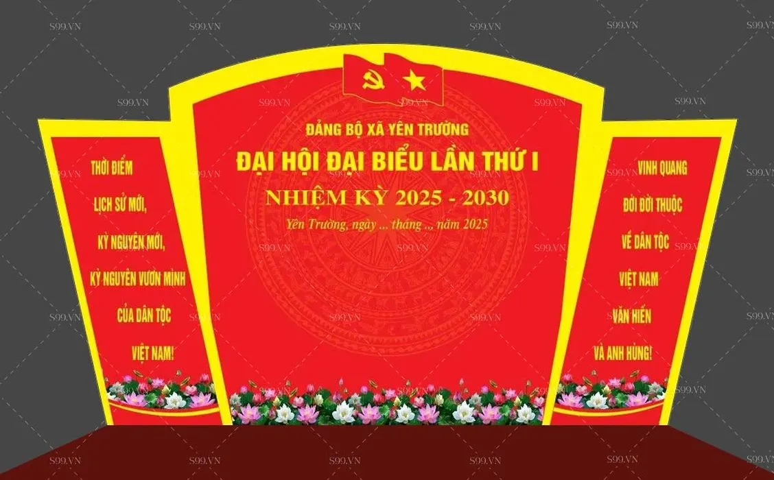 File Corel phông nền Đại hội Đại biểu Đảng bộ xã Yên Trường lần thứ I nhiệm kỳ 2025 – 2030