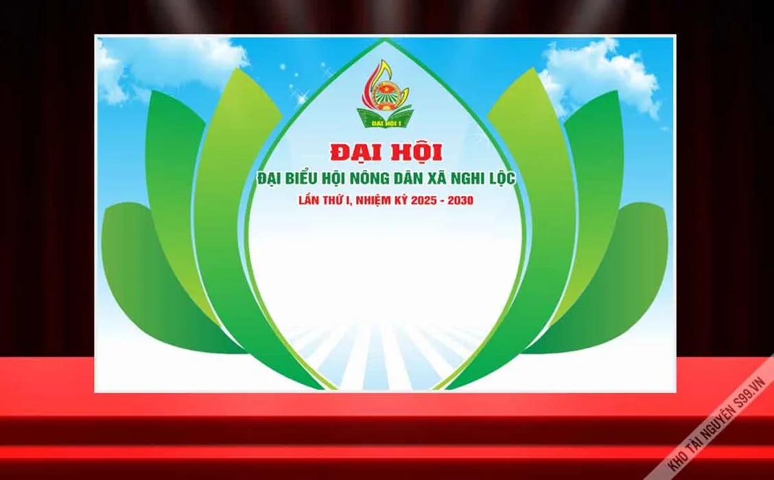 Phông sân khấu đại hội đại biểu hội nông dân xã  File Corel