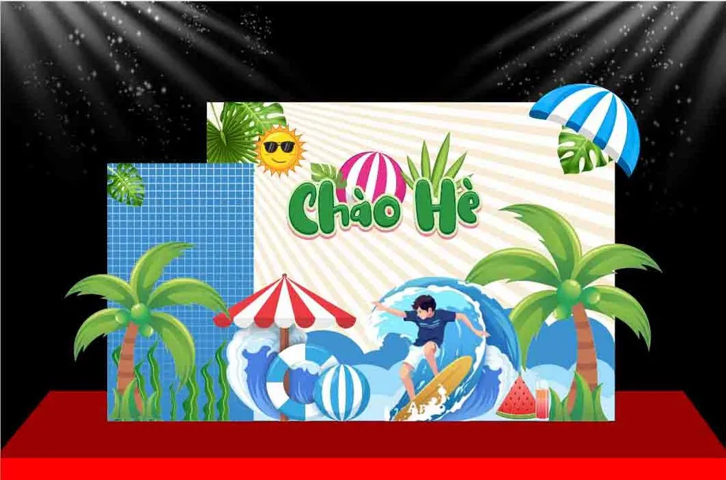 Chào Hè Background Vector CDR - Thiết Kế Sóng Biển Nhiệt Đới Độc Đáo