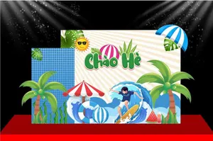 Chào Hè Background Vector CDR - Thiết Kế Sóng Biển Nhiệt Đới Độc Đáo