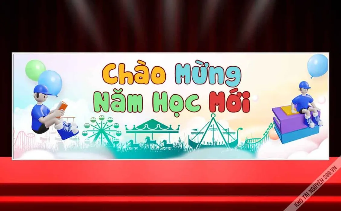 Banner chào mừng năm học mới phong cách hiện đại File Corel
