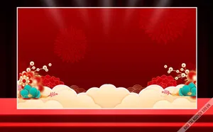 File corel Background phông nền Tết màu đỏ khung viền hoa xuân và mây vector