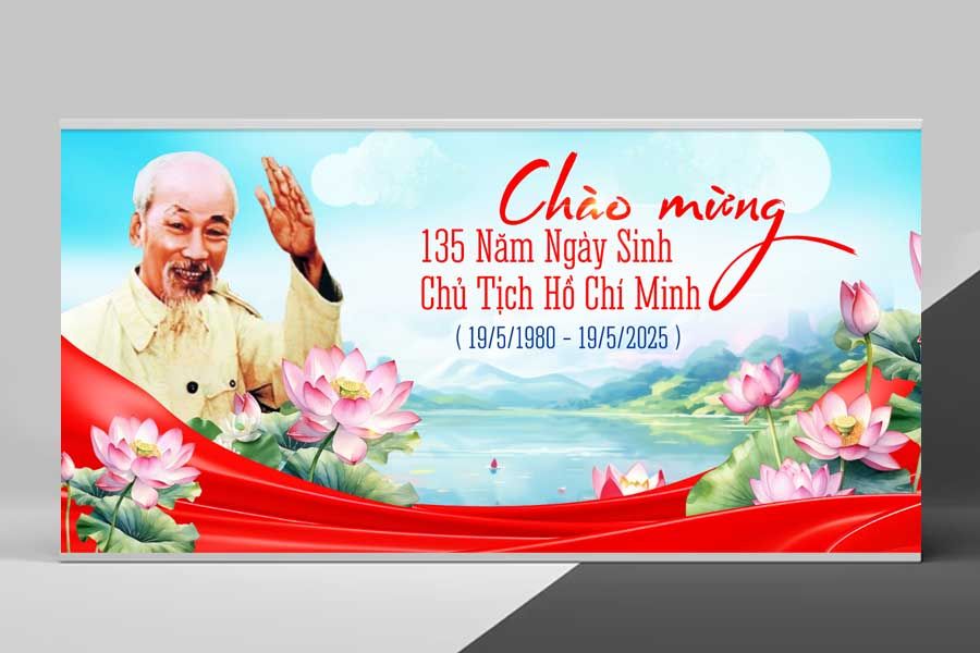 Backdrop kỷ niệm ngày sinh nhật Bác Hồ 19 tháng 5 file corel chất lượng cao - Mẫu số 10
