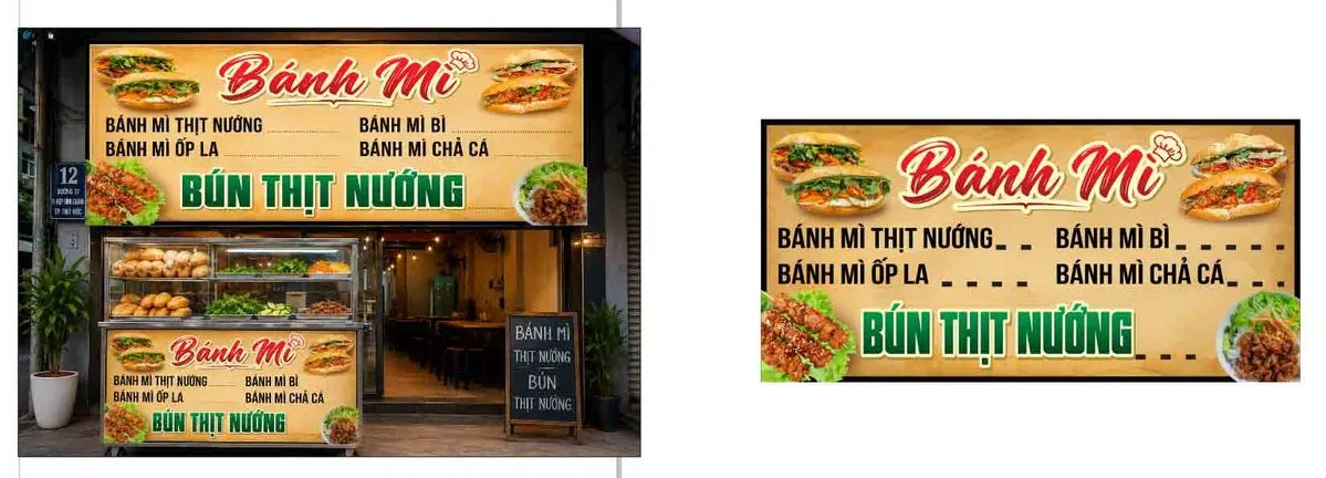 Mẫu thiết kế bảng hiệu bánh mì thịt nướng bún thịt nướng File Corel