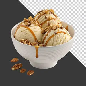 Bát Kem Caramel Hạt Hạnh Nhân PNG - Chất Lượng Cao cho Thiết Kế