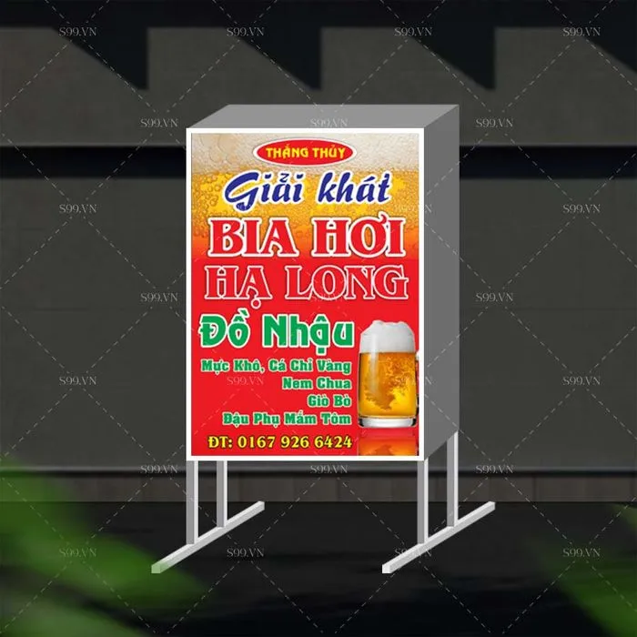 Biển hộp quán bia Thắng Thủy bia hơi Hạ Long file Corel