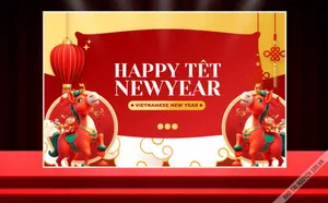 File Corel Banner Happy Tet 2026 Hình Đôi Ngựa Đỏ May Mắn