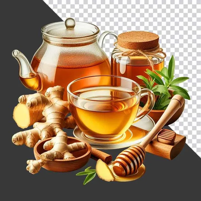 Trà Gừng Mật Ong - Hình Ảnh PNG Chất Lượng Cao cho Thiết Kế Đồ Họa