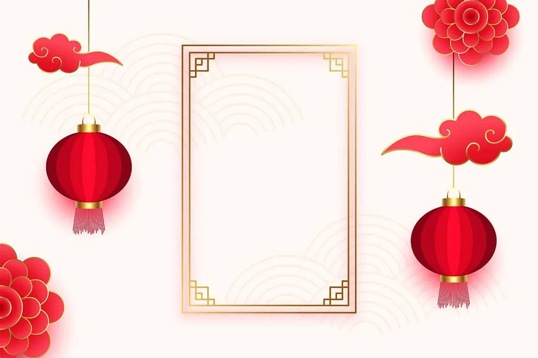 Khung nền Tết đèn lồng đỏ Vector
