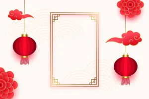 Khung nền Tết đèn lồng đỏ Vector