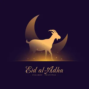 Vector Dê Vàng Eid al-Adha & Trăng Khuyết - Thiết Kế Hồi Giáo Đẹp Mắt