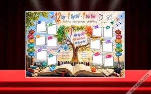 Background Kỷ Niệm Học Sinh Lớp 12 - Thiết Kế Chủ Đề Sách & Cây