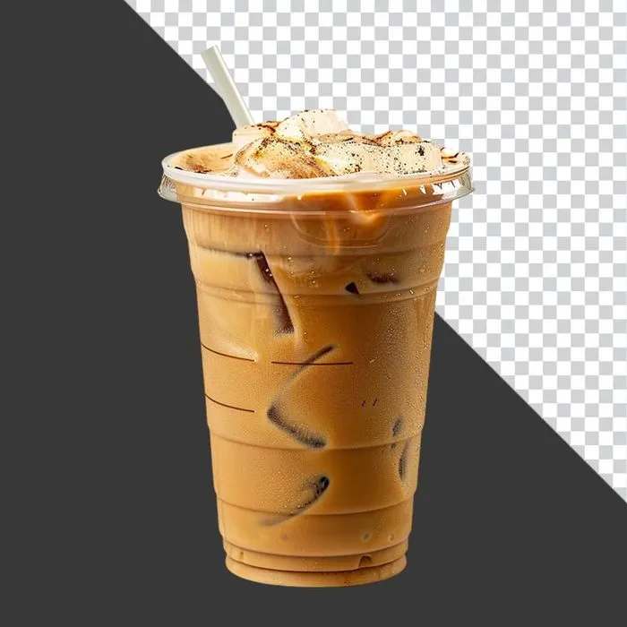 File PNG Ly cà phê đá có ống hút nhựa