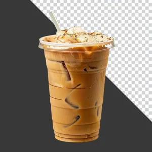 File PNG Ly cà phê đá có ống hút nhựa