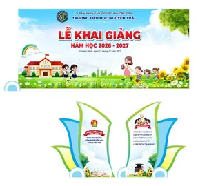 Mẫu thiết kế backdrop lễ khai giảng năm học 2026 - 2027  File Corel