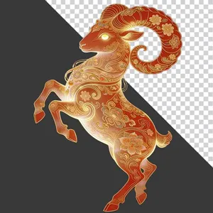Hình ảnh cung Bạch Dương đồ họa 3D nghệ thuật vàng đỏ phát sáng - File PNG