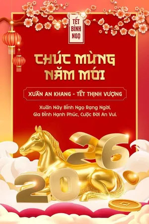File PSD Thiết kế banner Tết 2026 chúc mừng năm mới đỏ vàng sang trọng