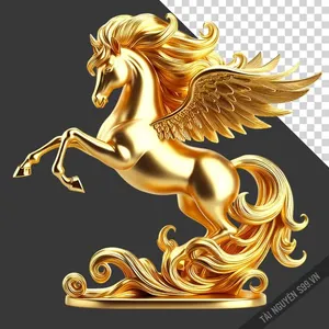 Ngựa vàng 3D đang chuyển động file PNG dành cho thiết kế sáng tạo