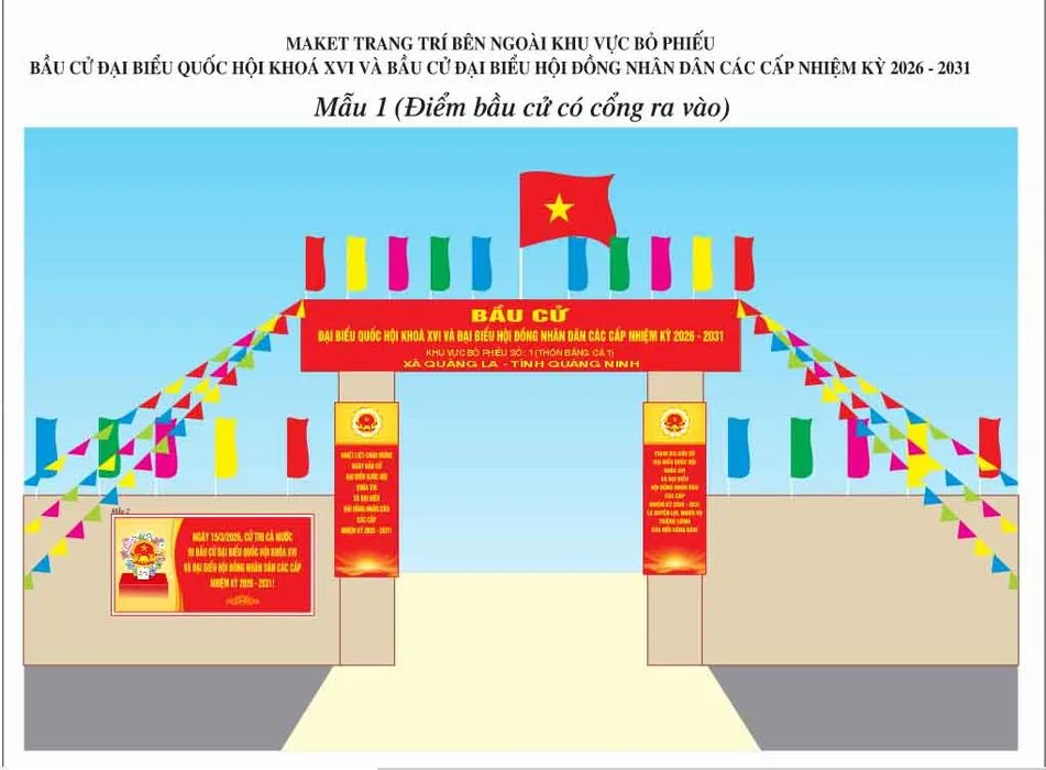 Hình ảnh trang trí Cổng Bầu Cử Đại Biểu Quốc Hội & HĐND 2026-2031 (CDR)
