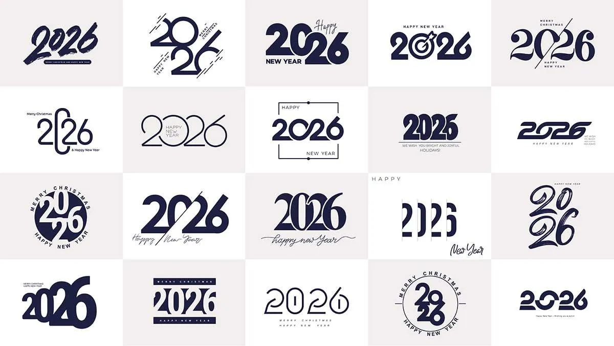 Mẫu Typography 2026 Hiện Đại Tối Giản EPS