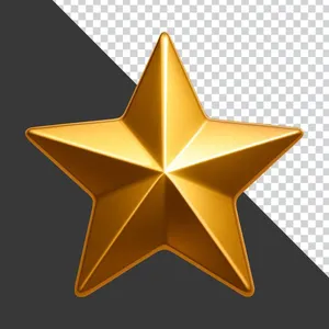 Ngôi sao vàng 3D PNG ánh sáng nổi bật
