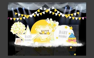 Backdrop Sinh Nhật Bé Chủ Đề Vịt Vàng Dễ Thương File Corel