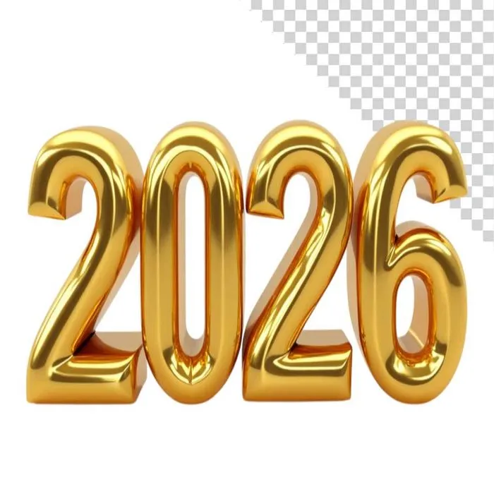 Chữ số vàng 2026 File PNG đẹp mắt