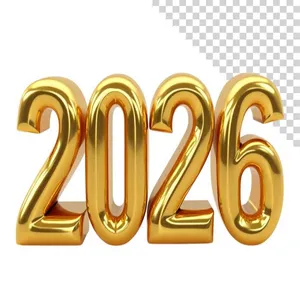 Chữ số vàng 2026 File PNG đẹp mắt