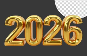Chữ số vàng 2026 File PNG đẹp mắt