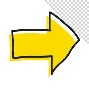 Hình ảnh mũi tên màu vàng file PNG không nền